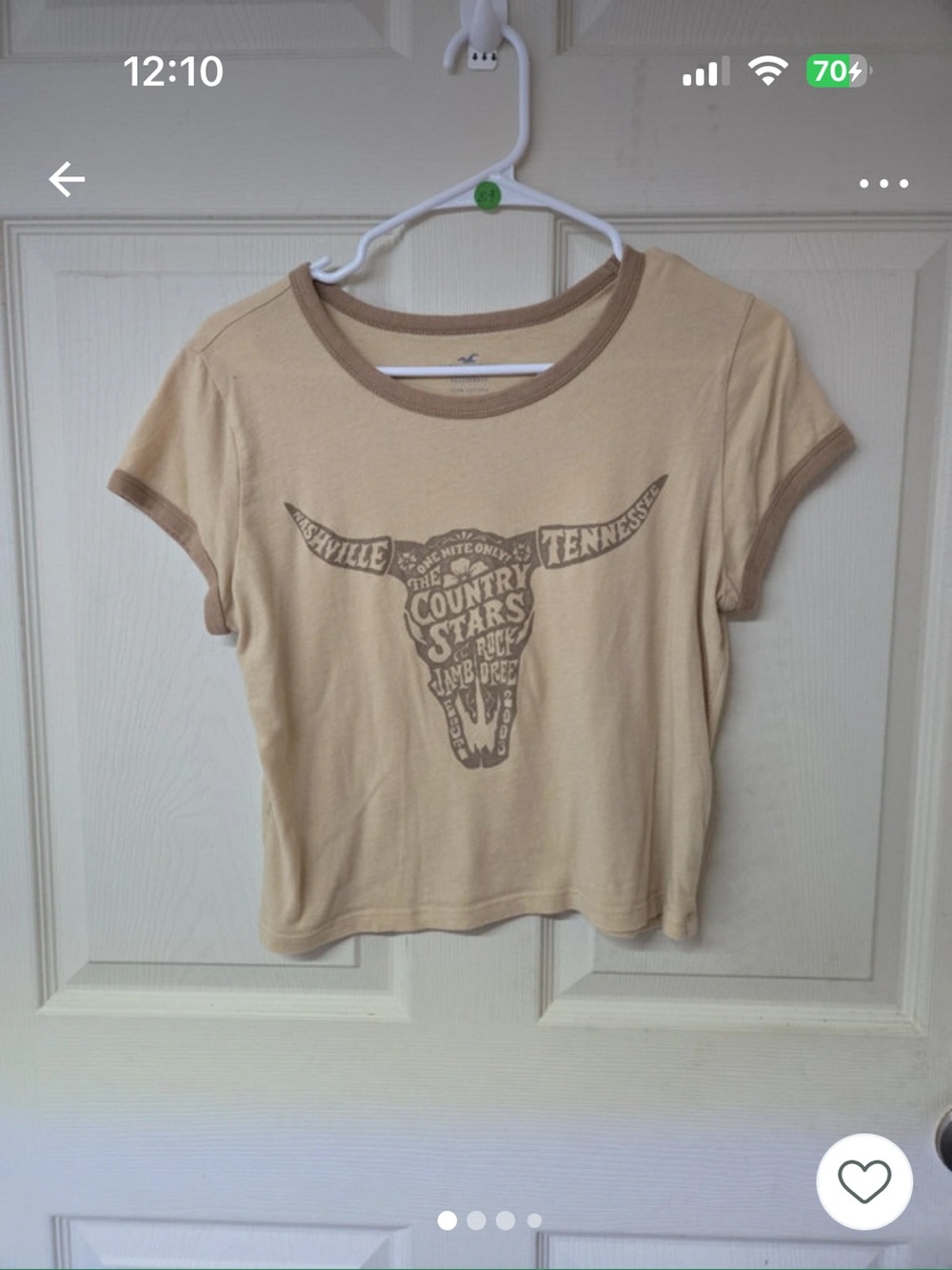 Hollister Neutral Cropped Ringer Tee Boho Western Fitted Baby Tee/ Tshirt